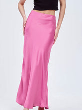 High Waist  Flowing Satin Long Skirts